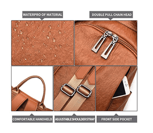 Premium Leather Three Way Anti-Thief Women's Backpack - ZUNARIS
